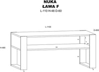 Tavolino da Caffè Nuka Cm 110 x 60 x 48H colre Rovere Rustico e gambe Nere