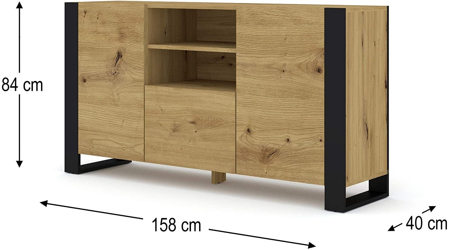 Mobile Credenza Cm 158 x 40 x 84H Mondi colore Rovere Rustico