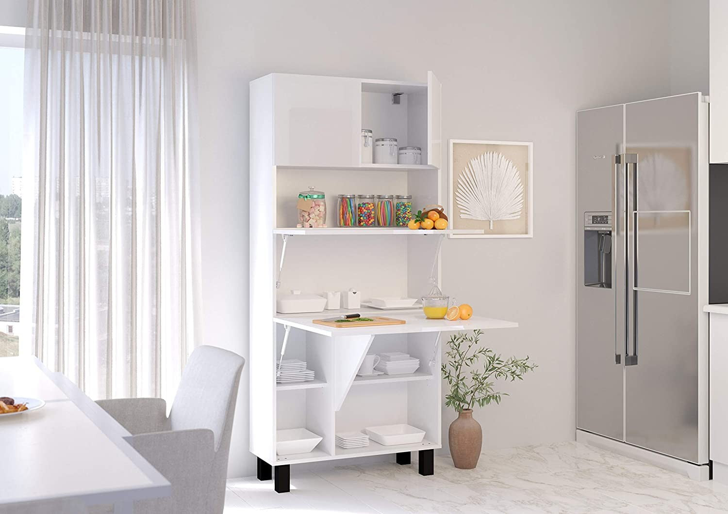 Mobile multiuso Libreria e Scrivania pieghevole 80x175hx92 HOMI