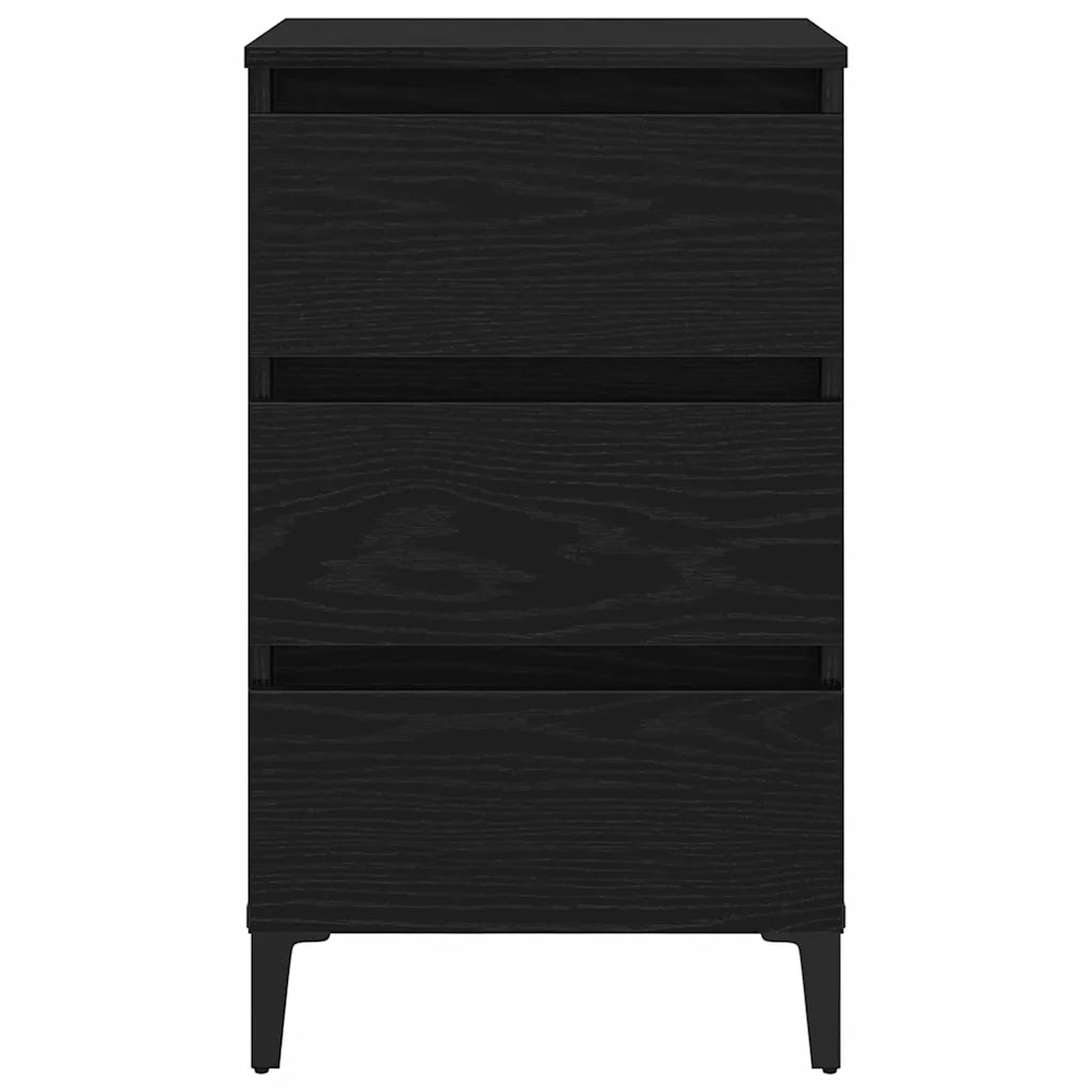 Comodino | Armadio da Notte | Mobiletto da notte Rovere Nero 40 x 35 x 69 cm Legno multistrato