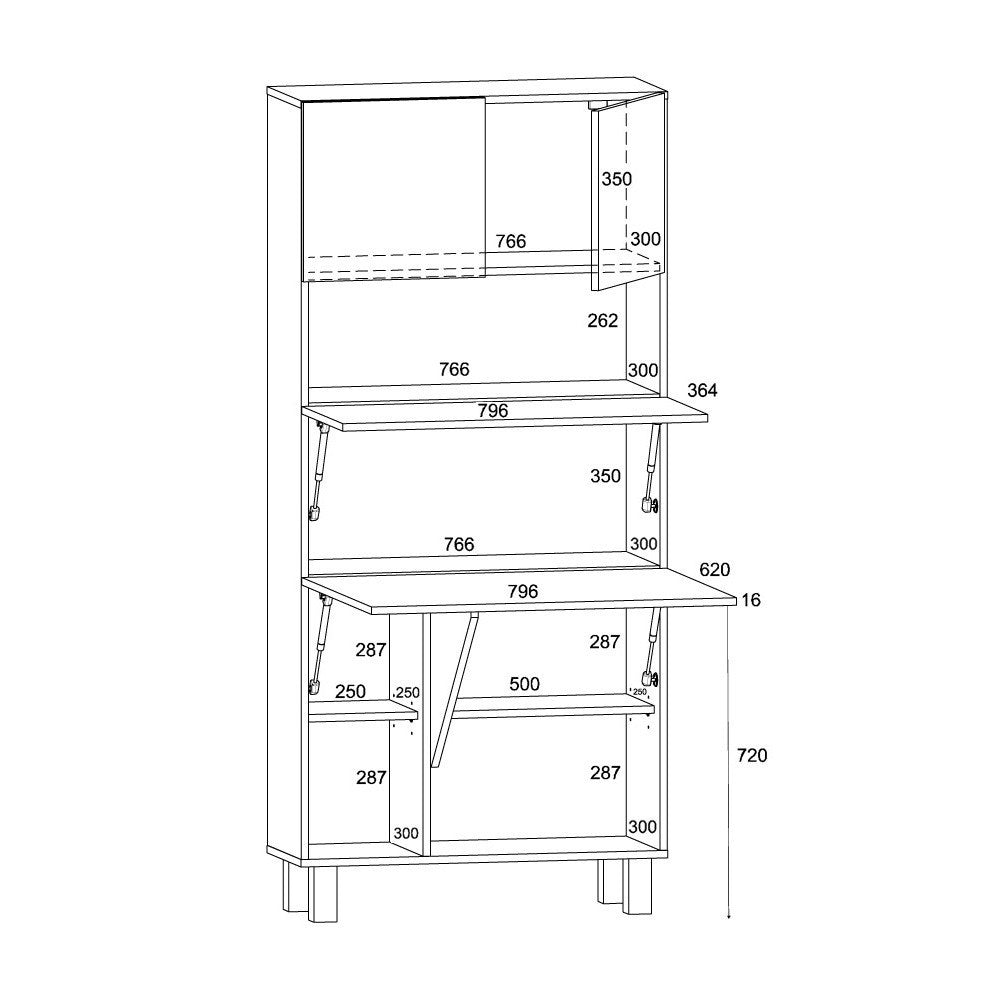 Mobile libreria scrivania richiudibile salvaspazio colore Rovere HOMI