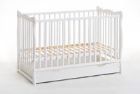 Letto culla bambini neonati con cassettone 124x82x71 Cm in legno di pino Ala colore Bianco