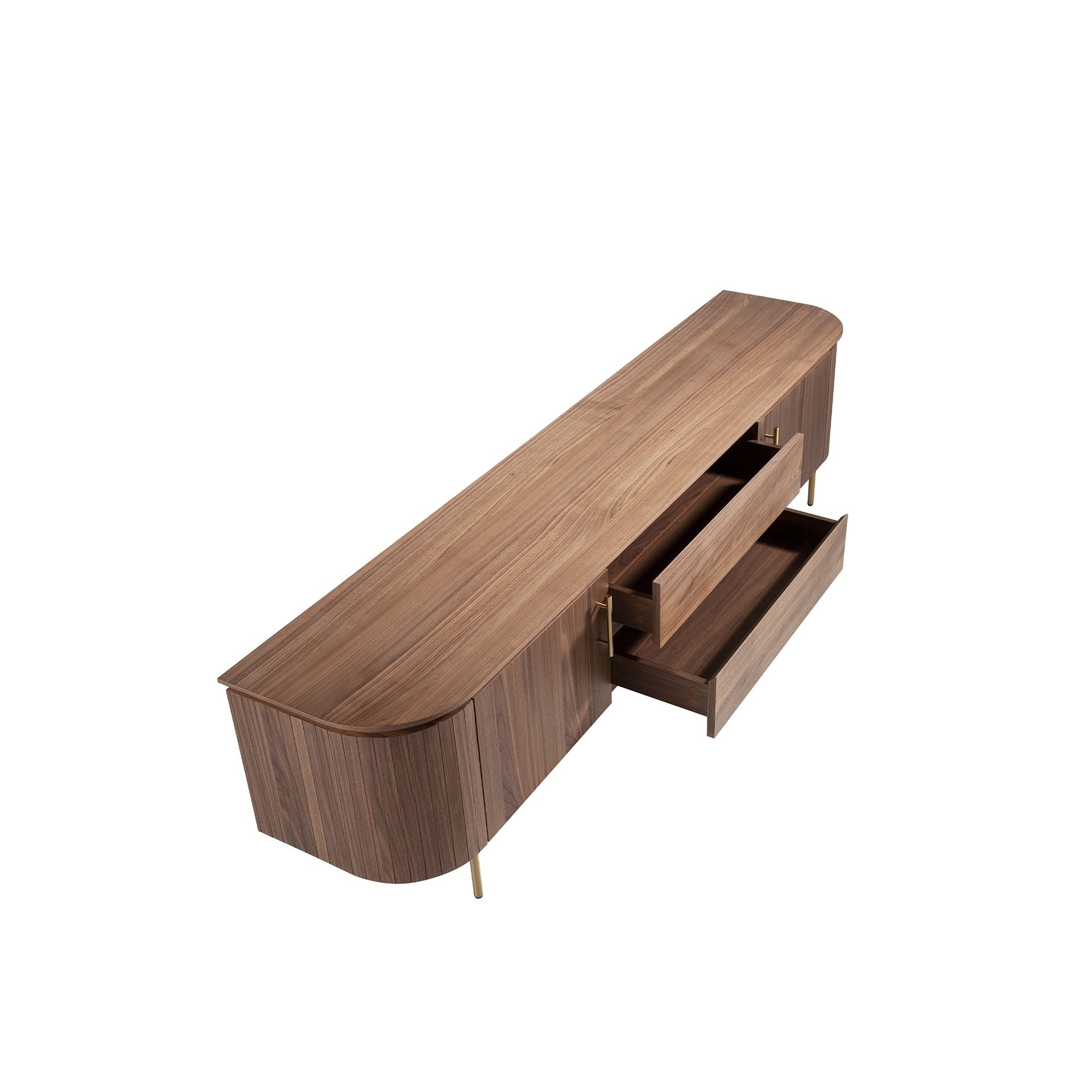 Porta TV noce e acciaio dorato lucido