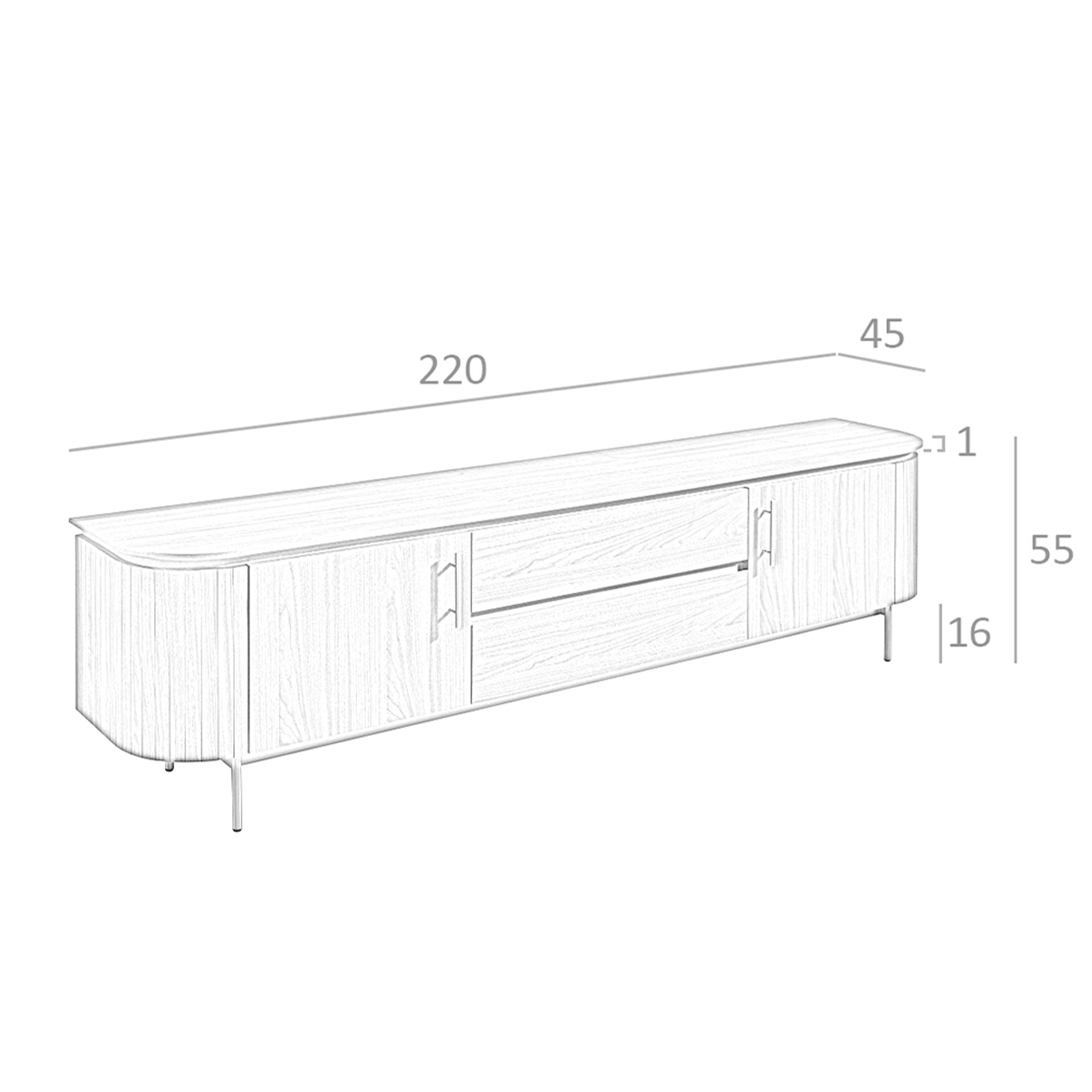 Porta TV noce e acciaio dorato lucido