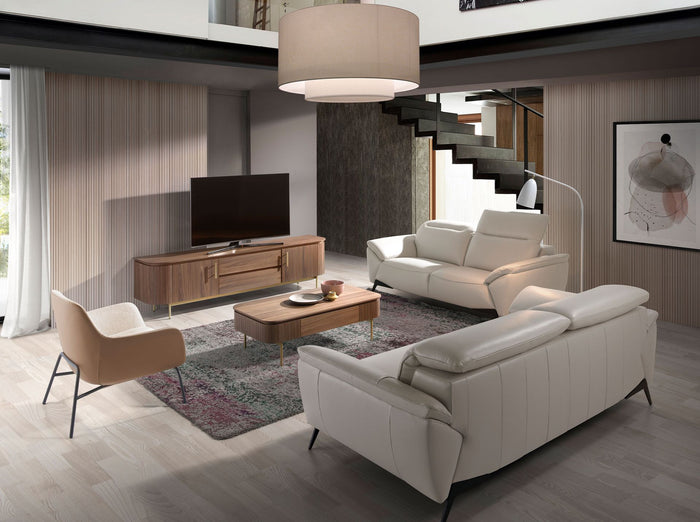 Porta TV noce e acciaio dorato lucido