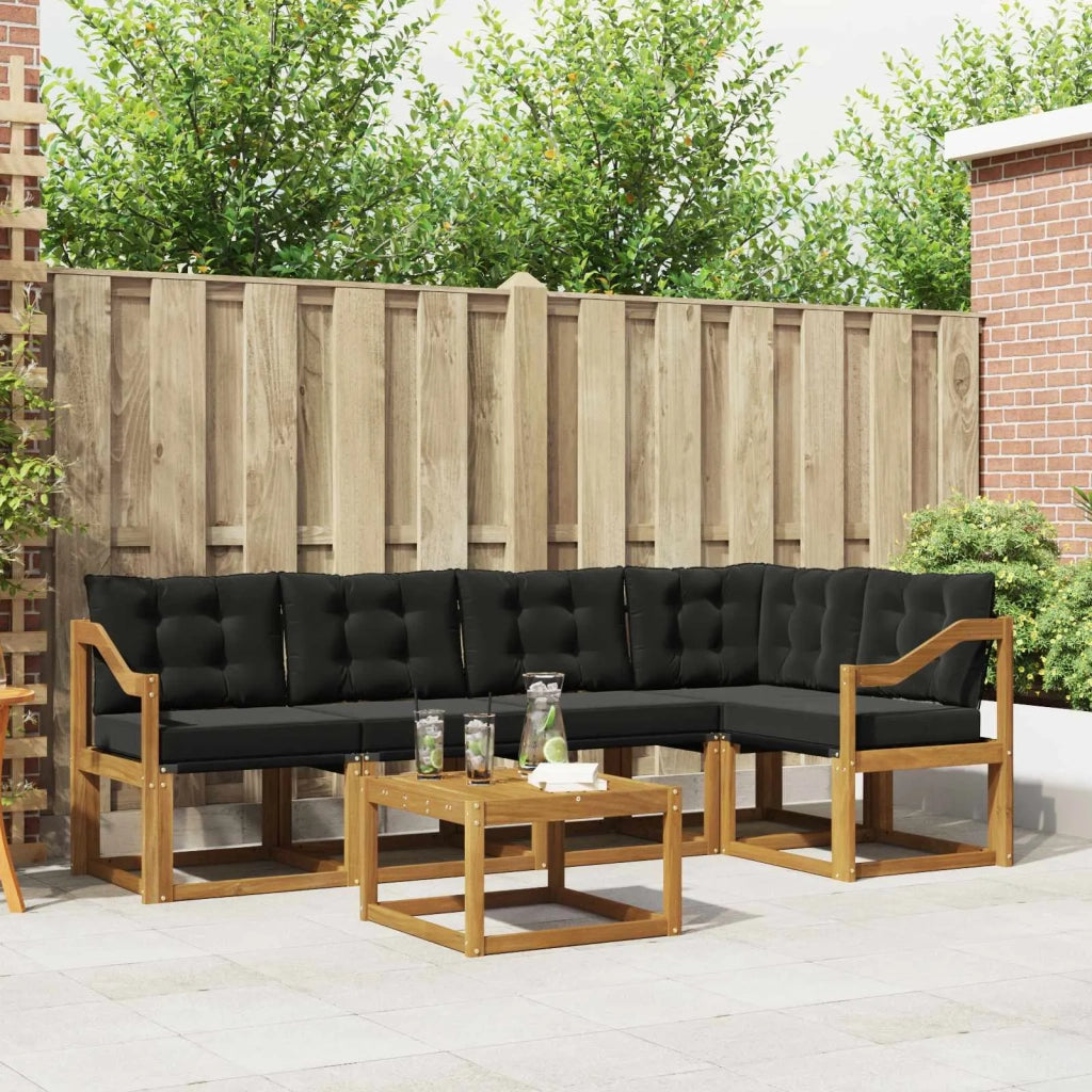 Set di divani da esterno con cuscino 6 pcs Naturale e Nero 3368699