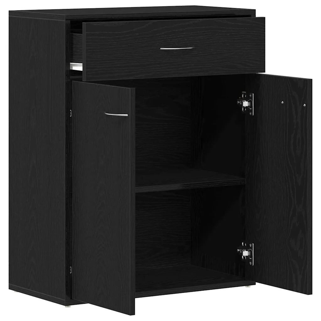 Credenza-Buffet-Armadio da cucina Rovere Nero 60 x 30 x 75 cm Legno multistrato