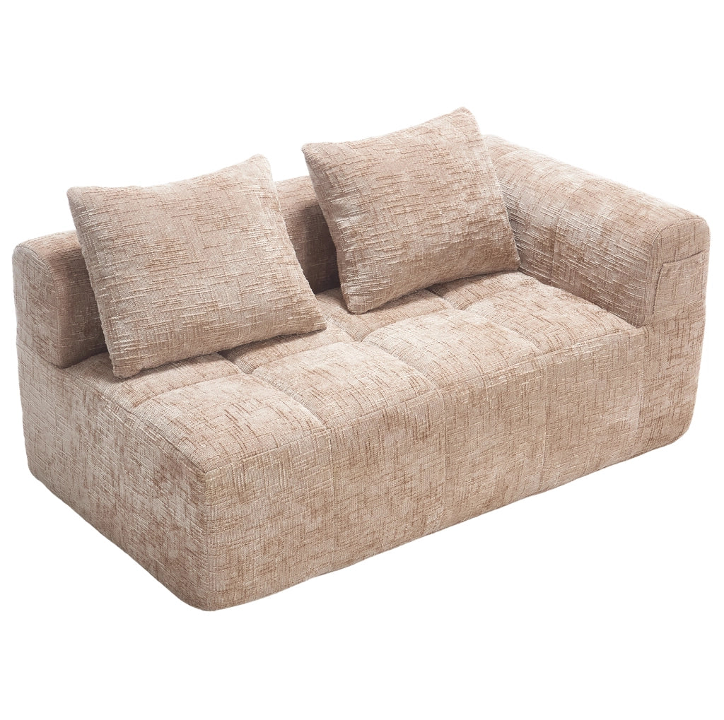Divano chaise longue in ciniglia khaki con tasche laterali