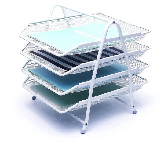 Organizzatore per scrivania 4 livelli - Papiersorteerder - Vetrina verticale - Metallico - 30 x 35 x 33 CM