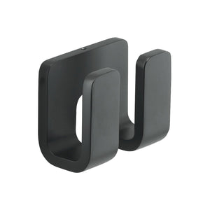 Appendiabiti doppio da muro in ottone, acciaio inox e Cromall 3228 Gedy serie OUTLINE Nero Opaco