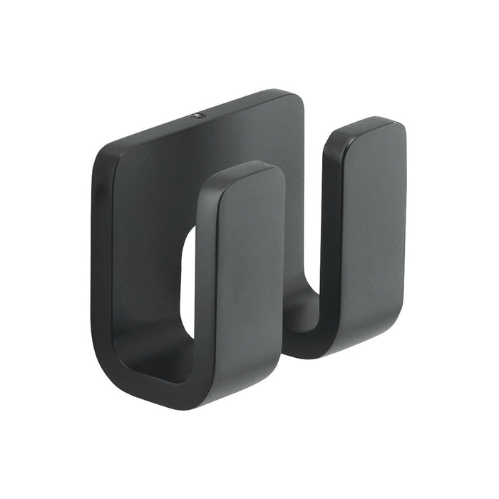 Appendiabiti doppio da muro in ottone, acciaio inox e Cromall 3228 Gedy serie OUTLINE Nero Opaco