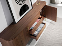 Credenza noce e acciaio dorato lucido