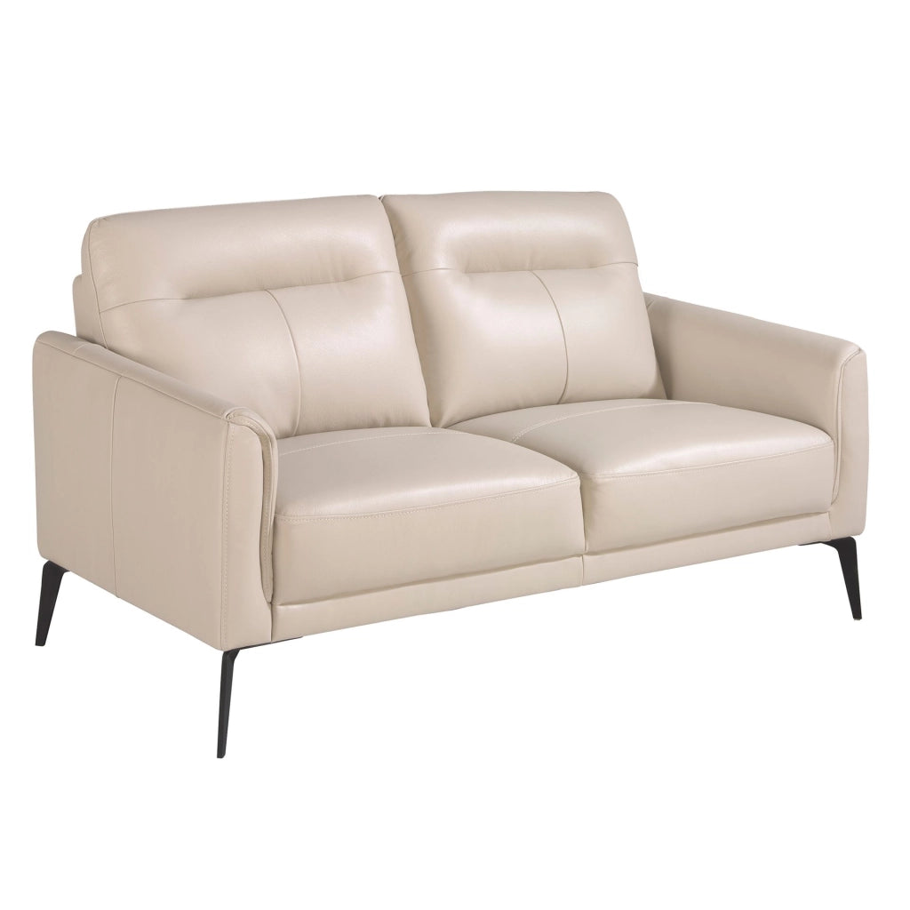 divano a 2 posti in pelle grigio taupe
