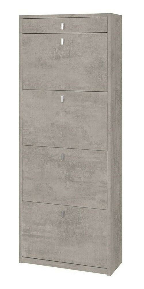 Scarpiera mobile porta scarpe 4 ante a ribalta e 1 Cassetto H164 L63 P29 Cm colore Cemento Sk568k Sarmog