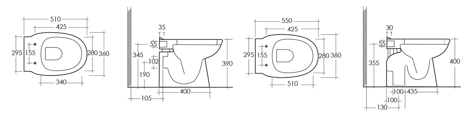 Vaso a terra serie karla con scarico a muro