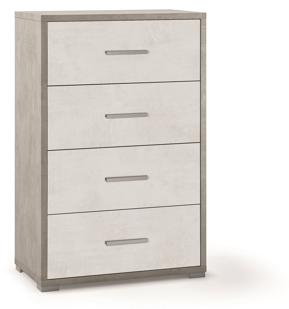 KIT MOBILE CASSETTIERA 4 H110 L71 P41 Cm STRUTTURA CEMENTO FRONTALE BIANCO SARMOG Db774k