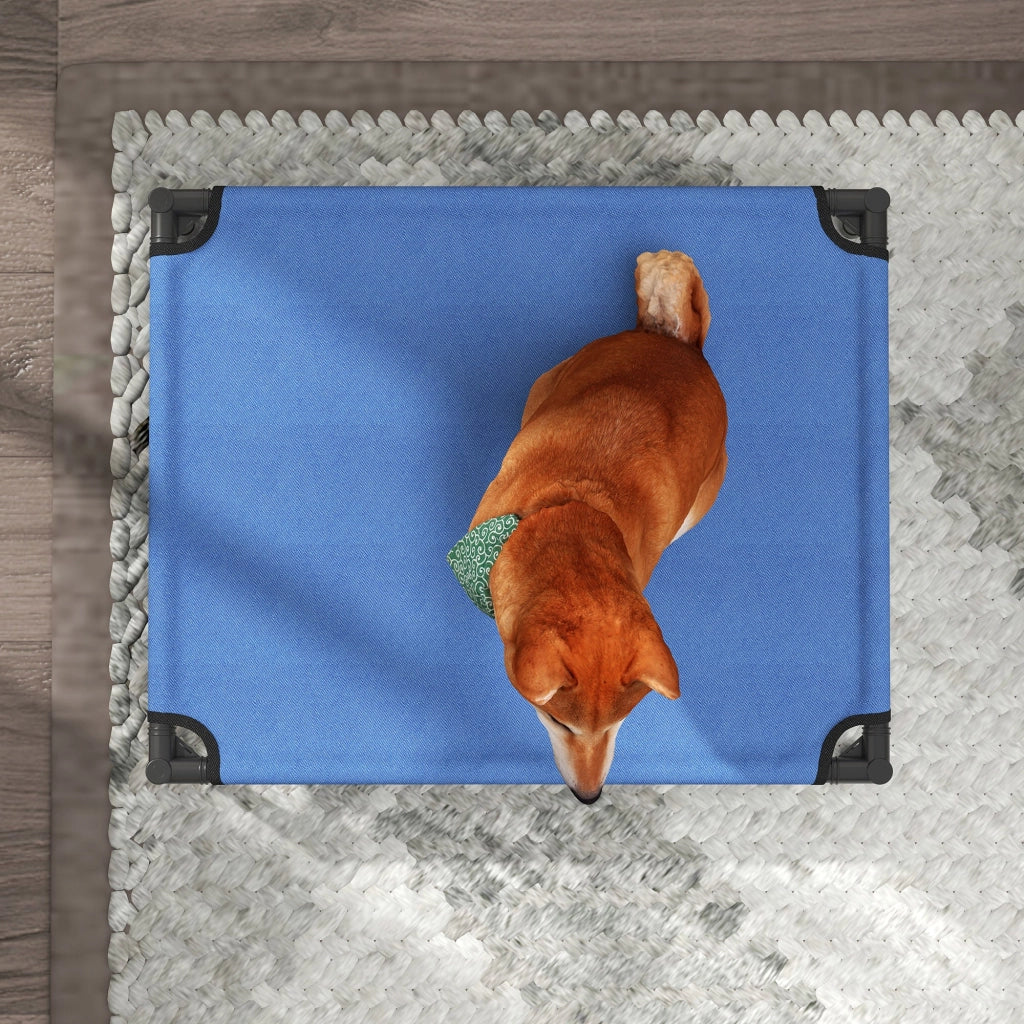 Brandina Lettino per Cani 76x61x18 cm Rialzato Pieghevole per Interno ed Esterno in Metallo e Tessuto Oxford Blu