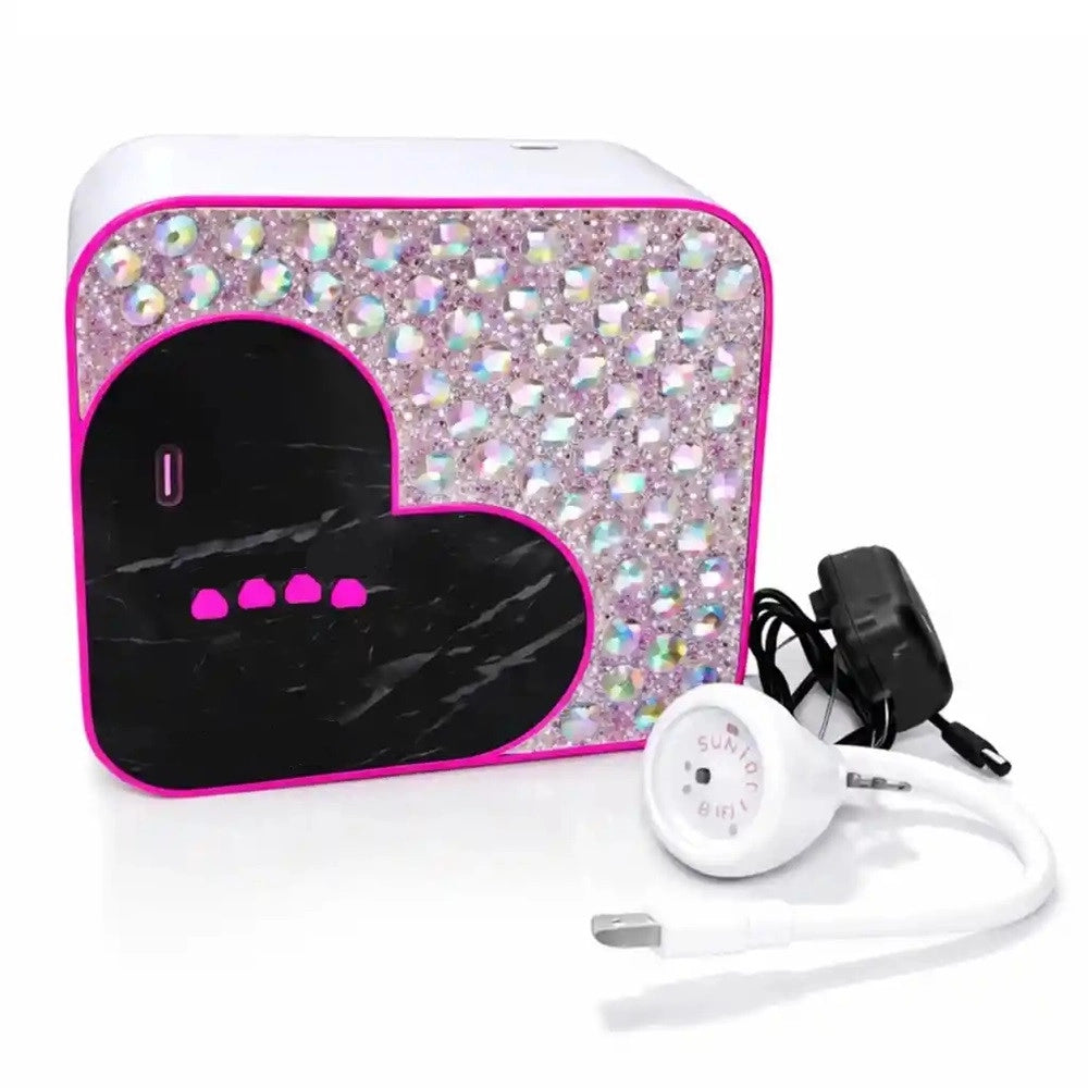 Trade Shop - Lampada Per Unghie Uv Led Portatile 288 W 45 Led Design A Cuore Con Brillanti Sun Bt-17 -