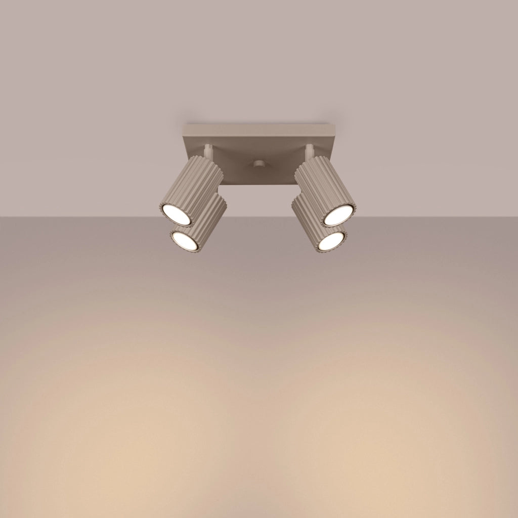 Plafoniera taupe quadrata 25cm 4 spot GU10 Gravio Pure Lume