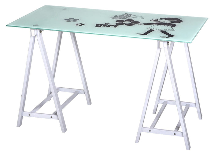 SCRIVANIA COMPUTER GIRL IN ACCIAIO E VETRO L120xP60xH72 cm