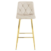 Sgabello Valora KODA in velluto beige con gambe dorate, design moderno
