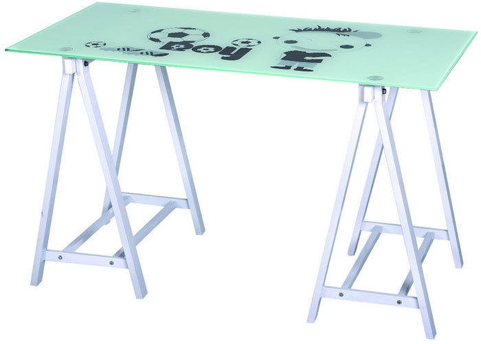 SCRIVANIA COMPUTER BOY IN ACCIAIO E VETRO L120xP60xH72 cm