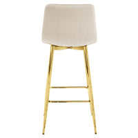 Sgabello Valora KODA in velluto beige con gambe dorate, design moderno