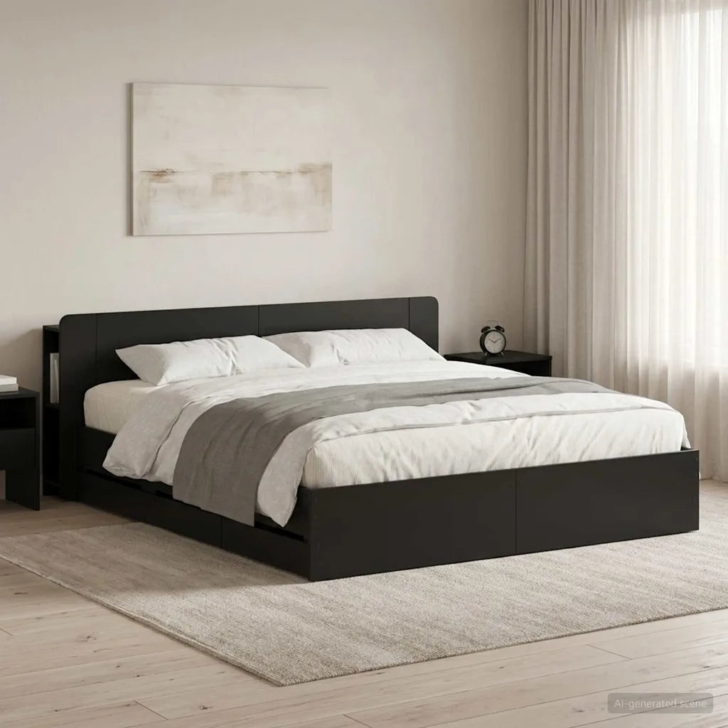 Telaio del letto con storage con testiera Nero 180 x 200 cm 3433979