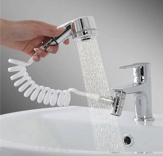 Handdouche universale per lavandino, douchettore per doccia, aspiratore per cucina, facile da installare, fissaggio con colla biologica, pratico e compatto