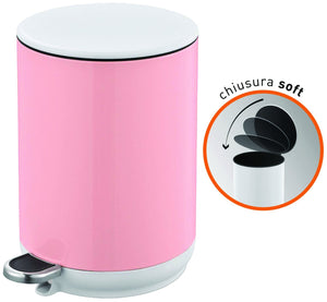 PATTUMIERA SECCHIO 5LT BRIXO LADY BIN PEDALE A CHIUSURA SOFT ROSA