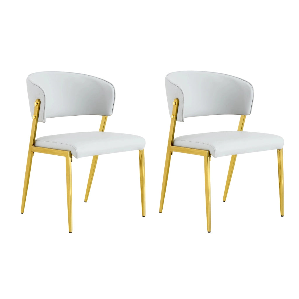 Set di 2 sedie da cucina in PU con schienale curvo grigio chiaro