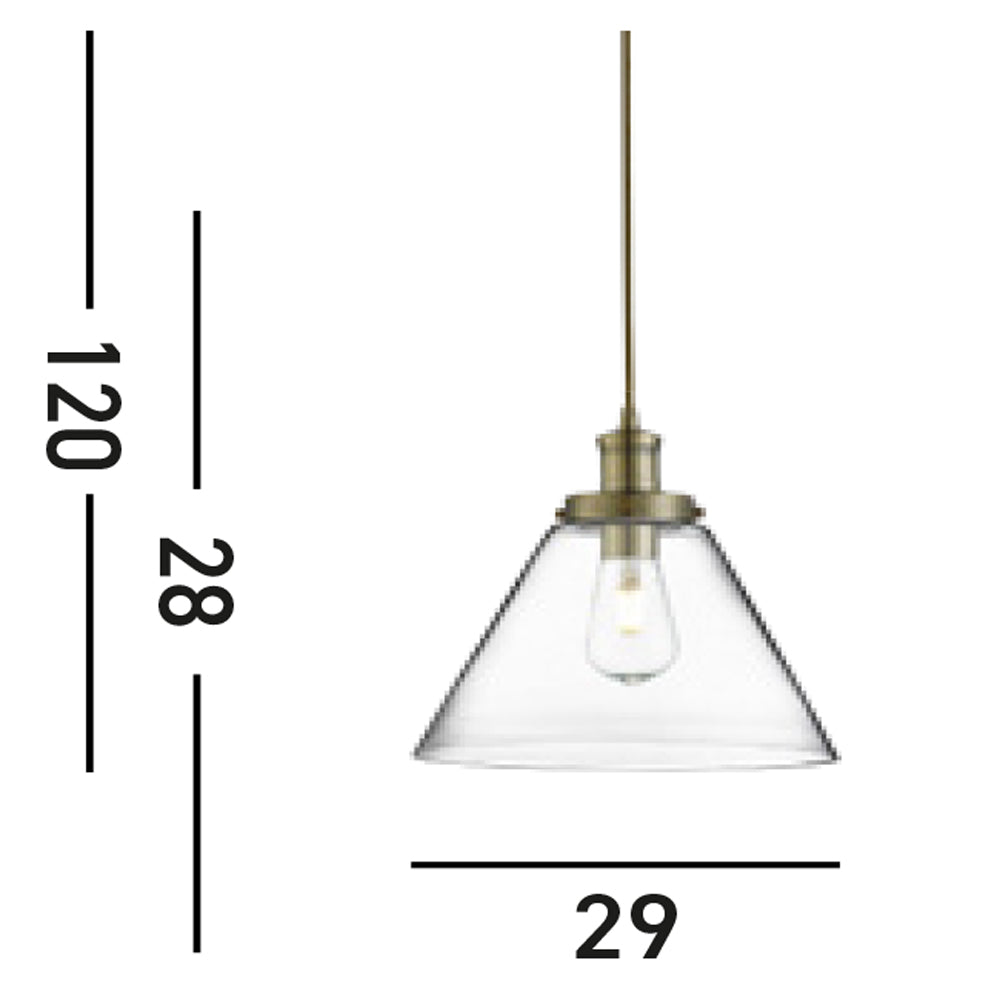 Sospensione Contemporanea Piramide Acciaio Ottone Vetro Trasparente 1 Luce E27