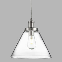 Sospensione Contemporanea Piramide Acciaio Cromo Vetro Trasparente 1 Luce E27