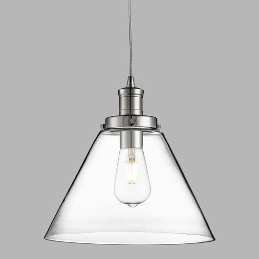 Sospensione Contemporanea Piramide Acciaio Cromo Vetro Trasparente 1 Luce E27