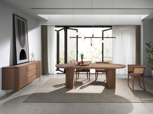 Credenza noce e acciaio dorato lucido