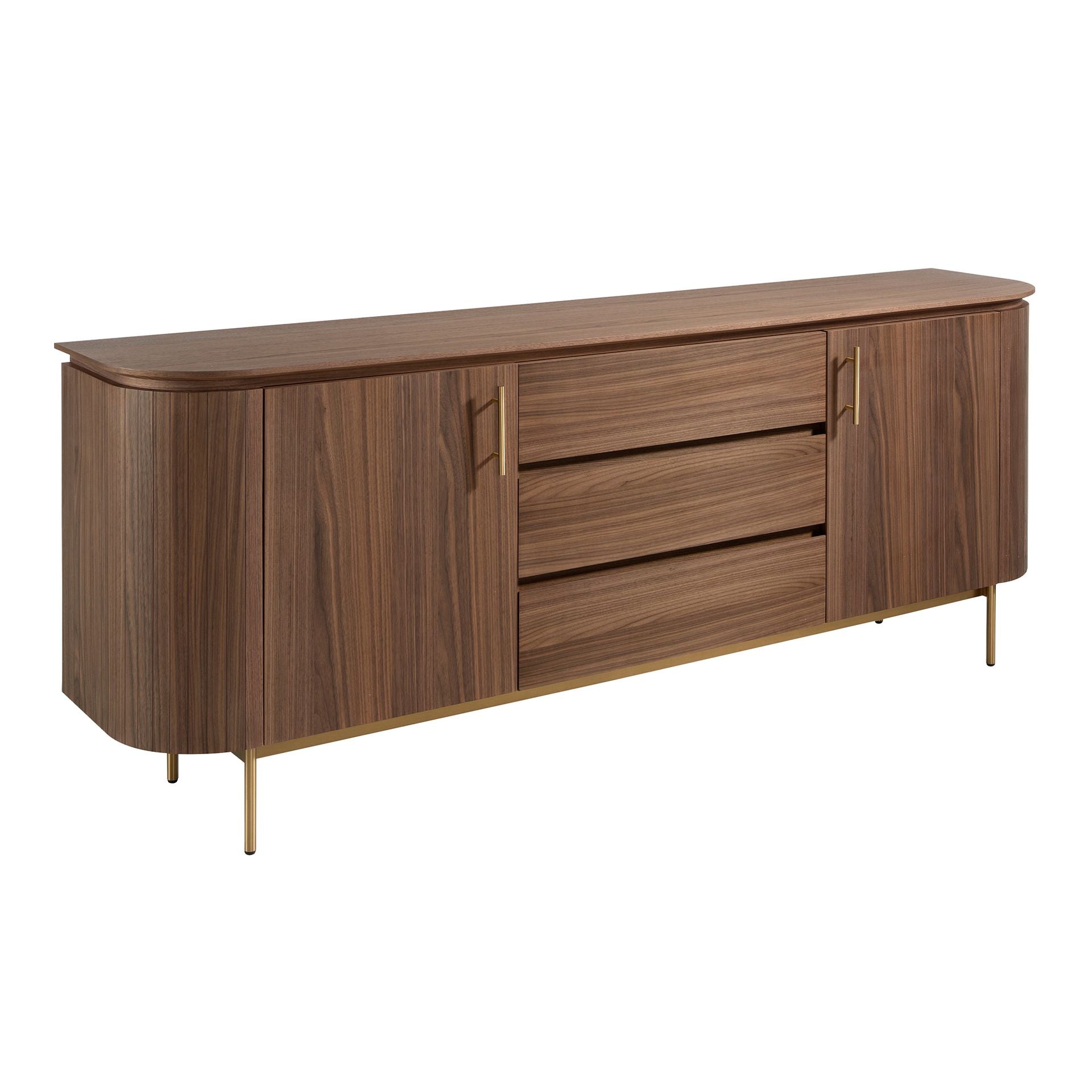 Credenza noce e acciaio dorato lucido
