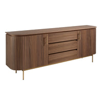 Credenza noce e acciaio dorato lucido