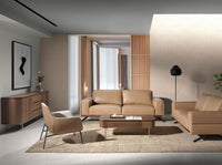 Credenza noce e acciaio dorato lucido