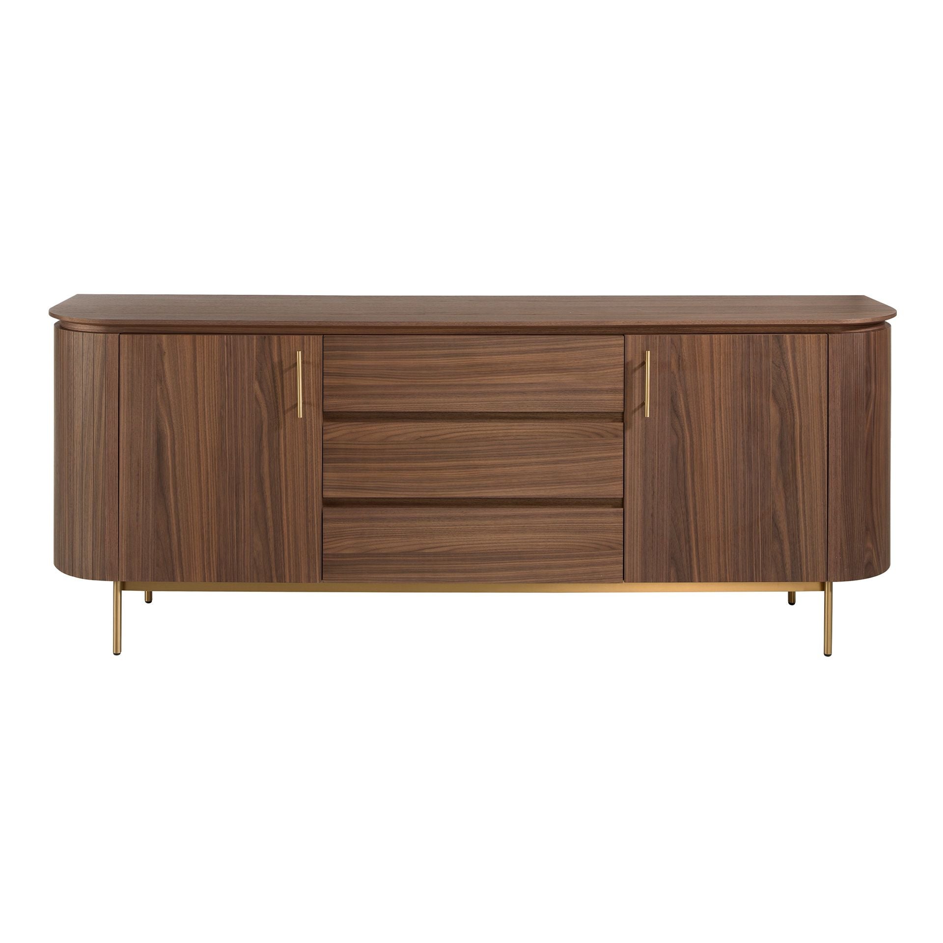 Credenza noce e acciaio dorato lucido