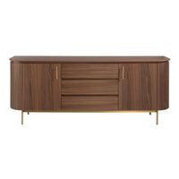 Credenza noce e acciaio dorato lucido
