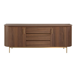 Credenza noce e acciaio dorato lucido