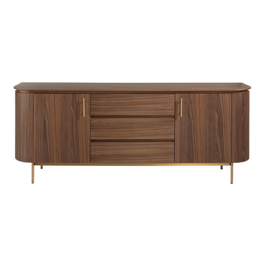 Credenza noce e acciaio dorato lucido