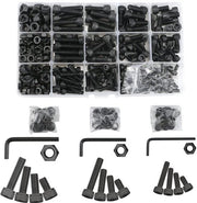 Set di utensili per 6 viti, viti e dadi, 420 pezzi con viti M4, M5, M6, inclusi dadi a 6 viti e anelli, con chiavi a tara, nero.