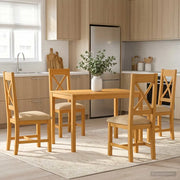 Set da pranzo 5 pz Beige Legno di Quercia Massello 3430251
