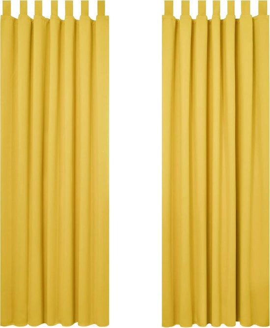 Gordini isolamento acustico tende spesse oscuramento lacci invernali, 245 x 140 cm (altezza x larghezza), giallo senape, set da 2