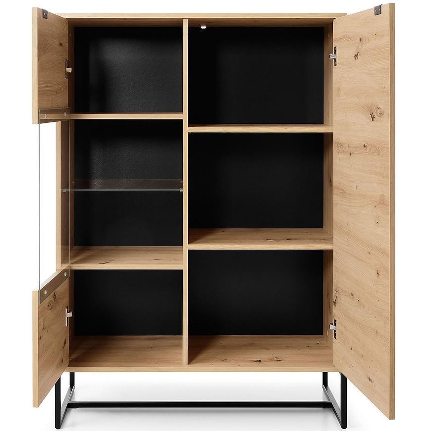 MOBILE VETRINA ARMADIO CREDENZA SOGGIORNO QUERCIA NERO 133x93x39cm AMBER