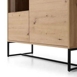 MOBILE VETRINA ARMADIO CREDENZA SOGGIORNO QUERCIA NERO 133x93x39cm AMBER