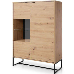 MOBILE VETRINA ARMADIO CREDENZA SOGGIORNO QUERCIA NERO 133x93x39cm AMBER