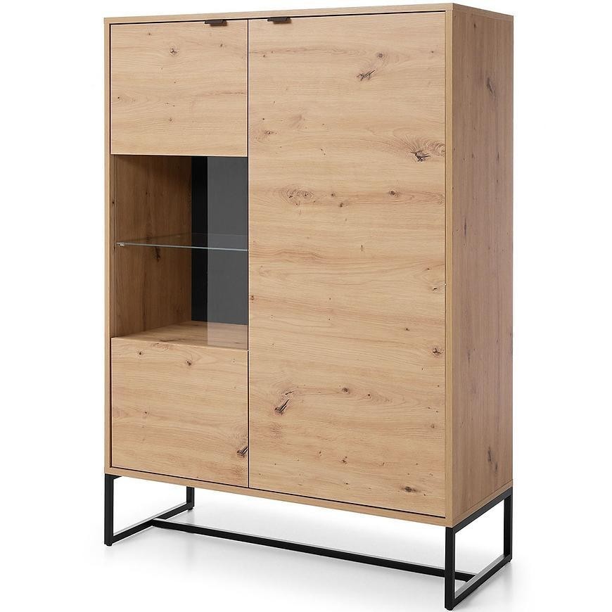 MOBILE VETRINA ARMADIO CREDENZA SOGGIORNO QUERCIA NERO 133x93x39cm AMBER