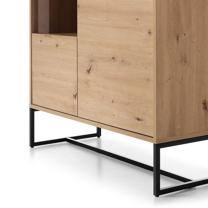 MOBILE VETRINA ARMADIO CREDENZA SOGGIORNO QUERCIA NERO 133x93x39cm AMBER